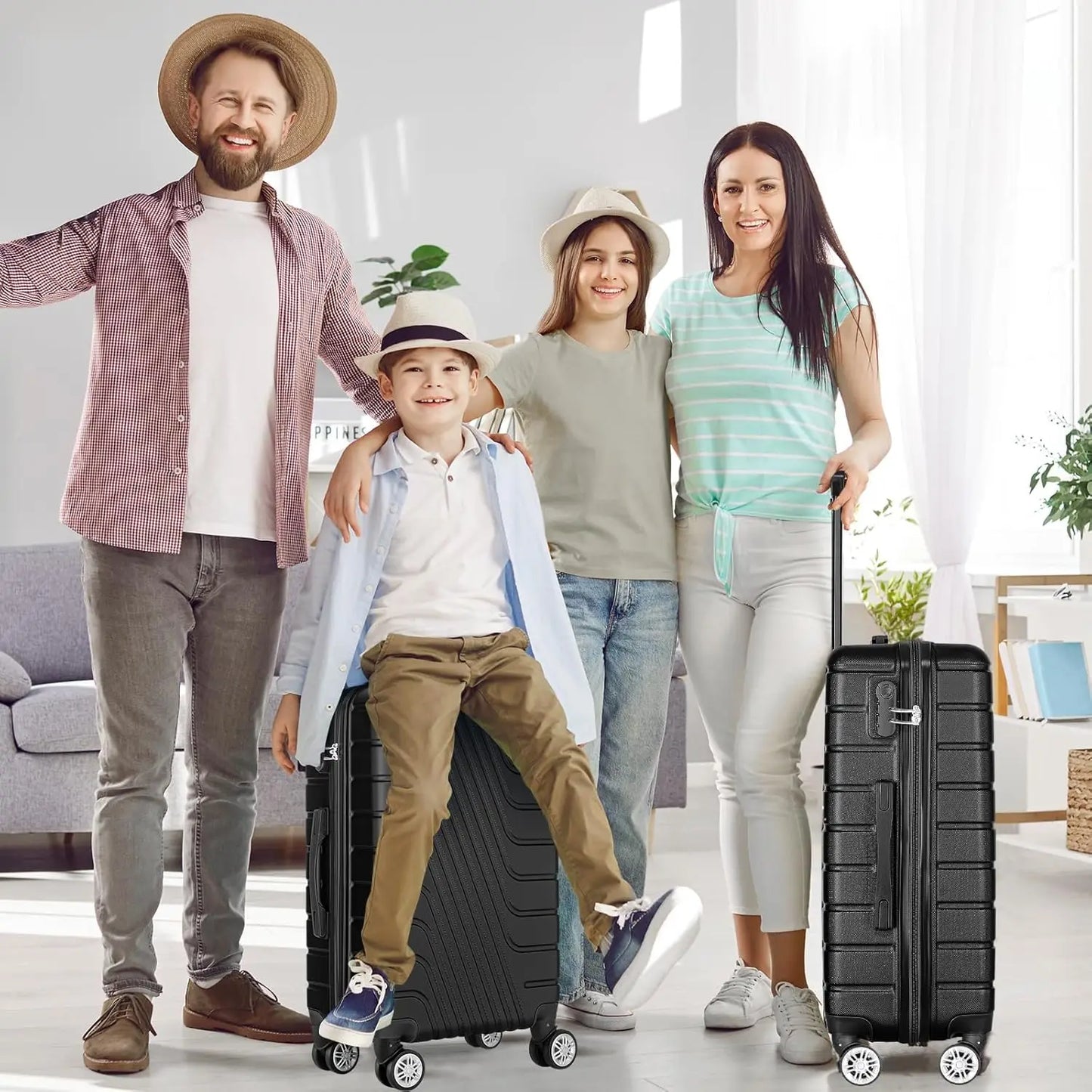 Abs travel suitcase, hand luggage, rigid cabin suitcase with combination closure and 4 double 360 wheels ° ,small and large light travel suitcases