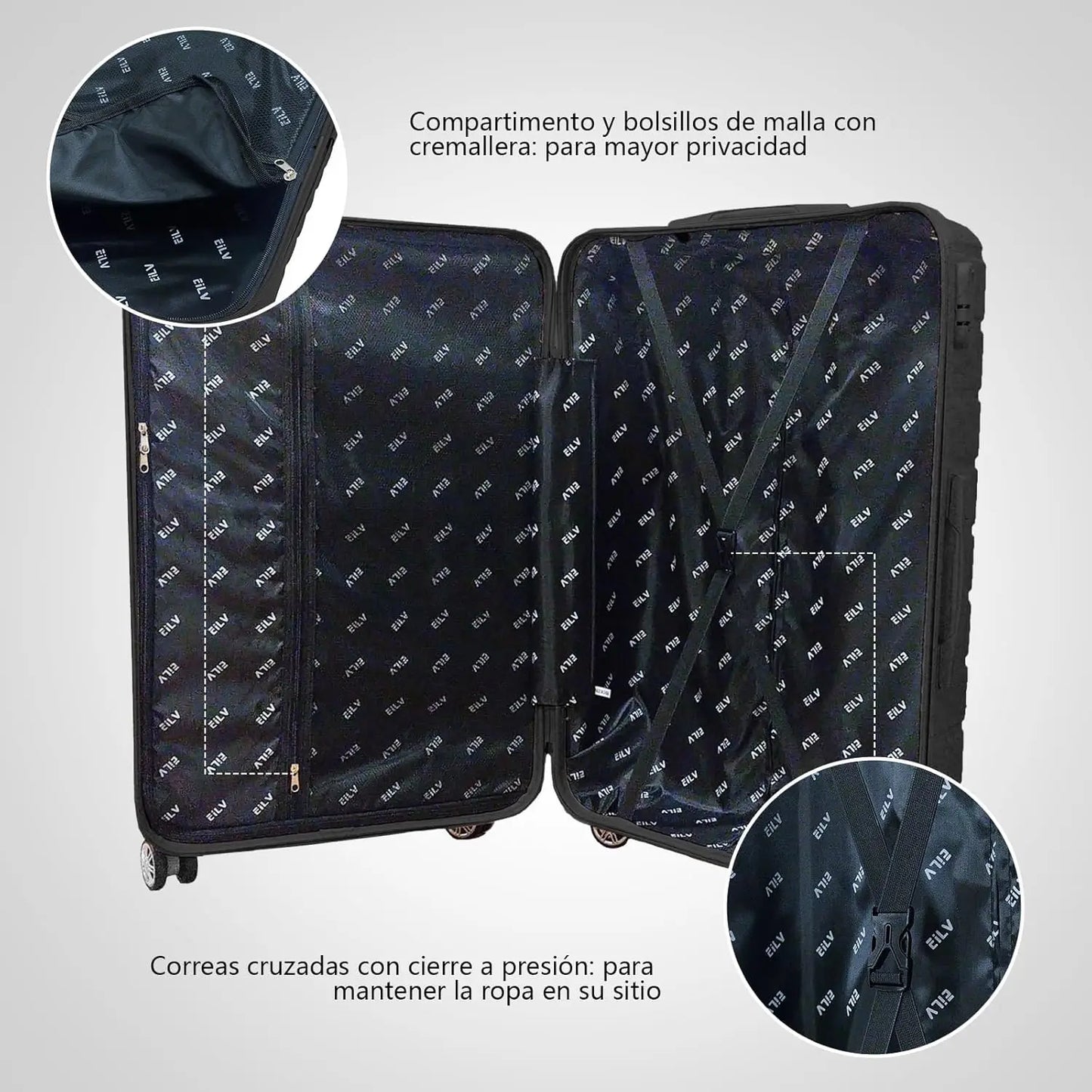 Abs travel suitcase, hand luggage, rigid cabin suitcase with combination closure and 4 double 360 wheels ° ,small and large light travel suitcases