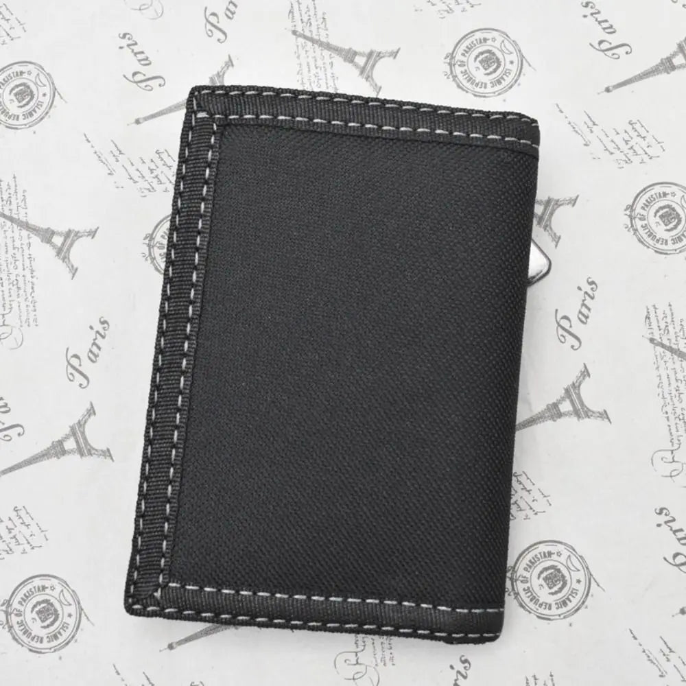 Touch Fastener Men's Short Wallet Fashion Leisure Multi-position 3 Fold Purse Durable Black Male Coin Pocket Daily Use