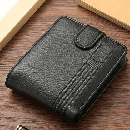Billetera pequeña de cuero Pu para hombre, tarjetero Delgado, tarjetero de 3 pliegues, monedero de calidad, novedad
