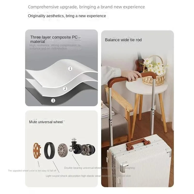 Balance Wide Trolley Case Luggage 20/24/26‘’Plus Large Capacity Aluminium Frame ABS+PC Luggage Cabin Boarding Suitcase
