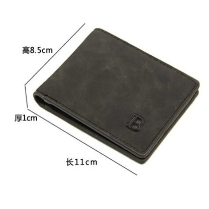 Cartera de negocios de lujo para hombre, billetera corta Retro de cuero PU, tarjetero, 2 monederos plegables abiertos con letras de Color sólido grabadas, 1 ud.