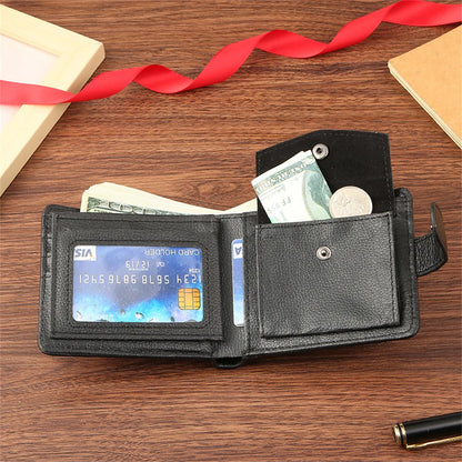 Billetera pequeña de cuero Pu para hombre, tarjetero Delgado, tarjetero de 3 pliegues, monedero de calidad, novedad