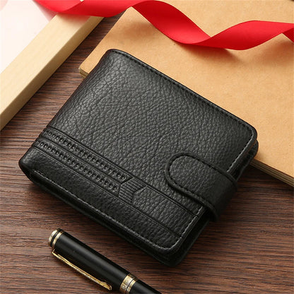 Billetera pequeña de cuero Pu para hombre, tarjetero Delgado, tarjetero de 3 pliegues, monedero de calidad, novedad