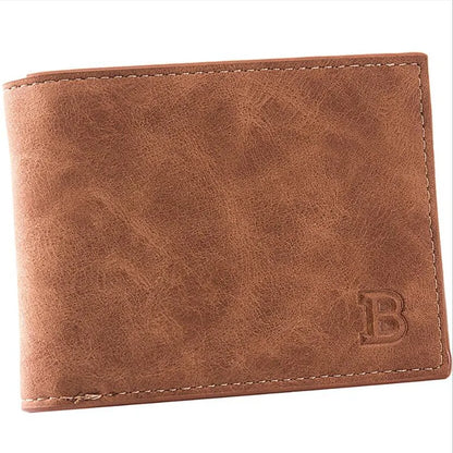 Cartera de negocios de lujo para hombre, billetera corta Retro de cuero PU, tarjetero, 2 monederos plegables abiertos con letras de Color sólido grabadas, 1 ud.