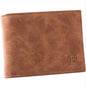 Cartera de negocios de lujo para hombre, billetera corta Retro de cuero PU, tarjetero, 2 monederos plegables abiertos con letras de Color sólido grabadas, 1 ud.